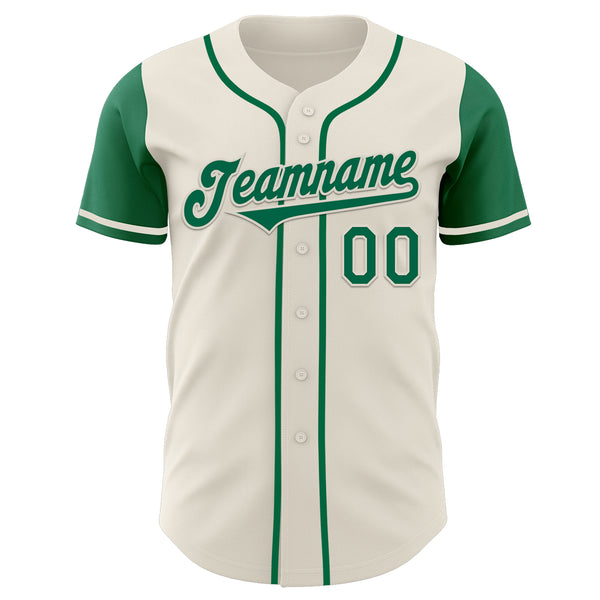 Custom Cream Kelly Green Authentic Two Tone Baseball Jersey