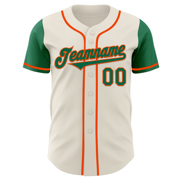 Custom Cream Kelly Green-Orange Authentic Two Tone Baseball Jersey