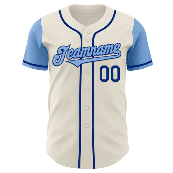 Custom Cream Light Blue-Royal Authentic Two Tone Baseball Jersey