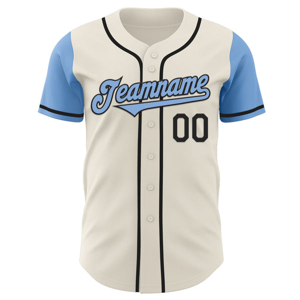 Custom Cream Light Blue-Black Authentic Two Tone Baseball Jersey