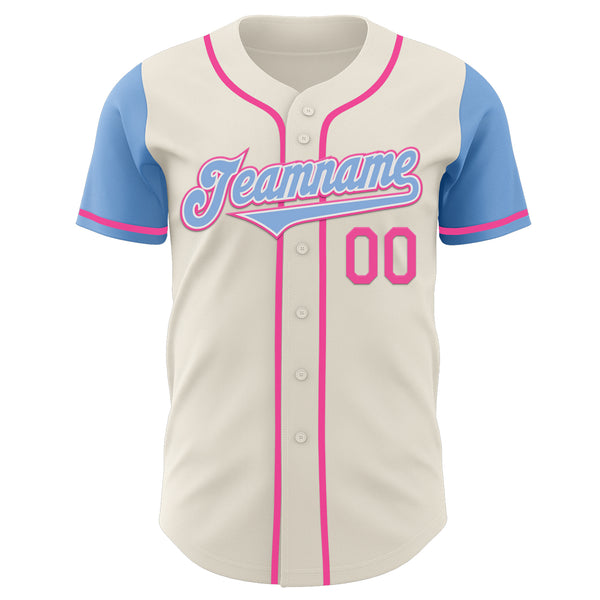 Custom Cream Light Blue White-Pink Authentic Two Tone Baseball Jersey