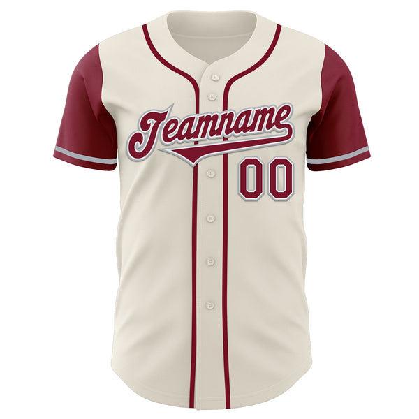 Custom Cream Crimson White-Gray Authentic Two Tone Baseball Jersey