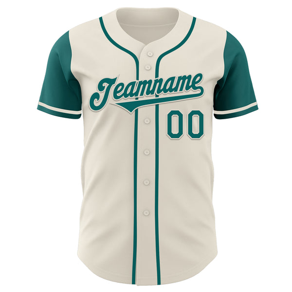 Custom Cream Teal Authentic Two Tone Baseball Jersey