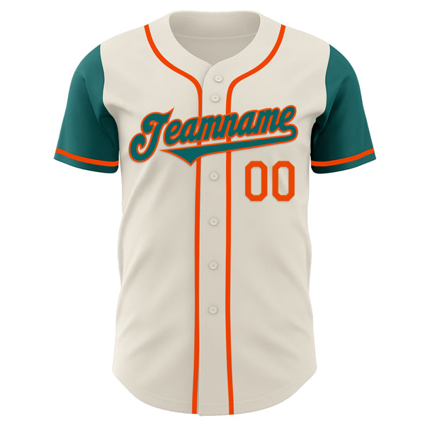 Custom Cream Teal-Orange Authentic Two Tone Baseball Jersey