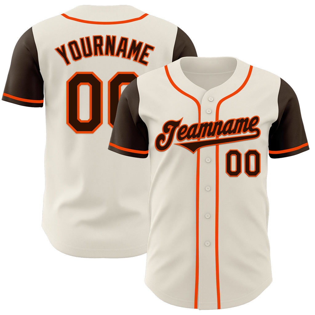 Custom Cream Brown-Orange Authentic Two Tone Baseball Jersey