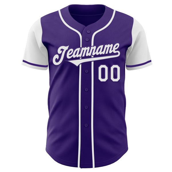 Custom Purple White Authentic Two Tone Baseball Jersey