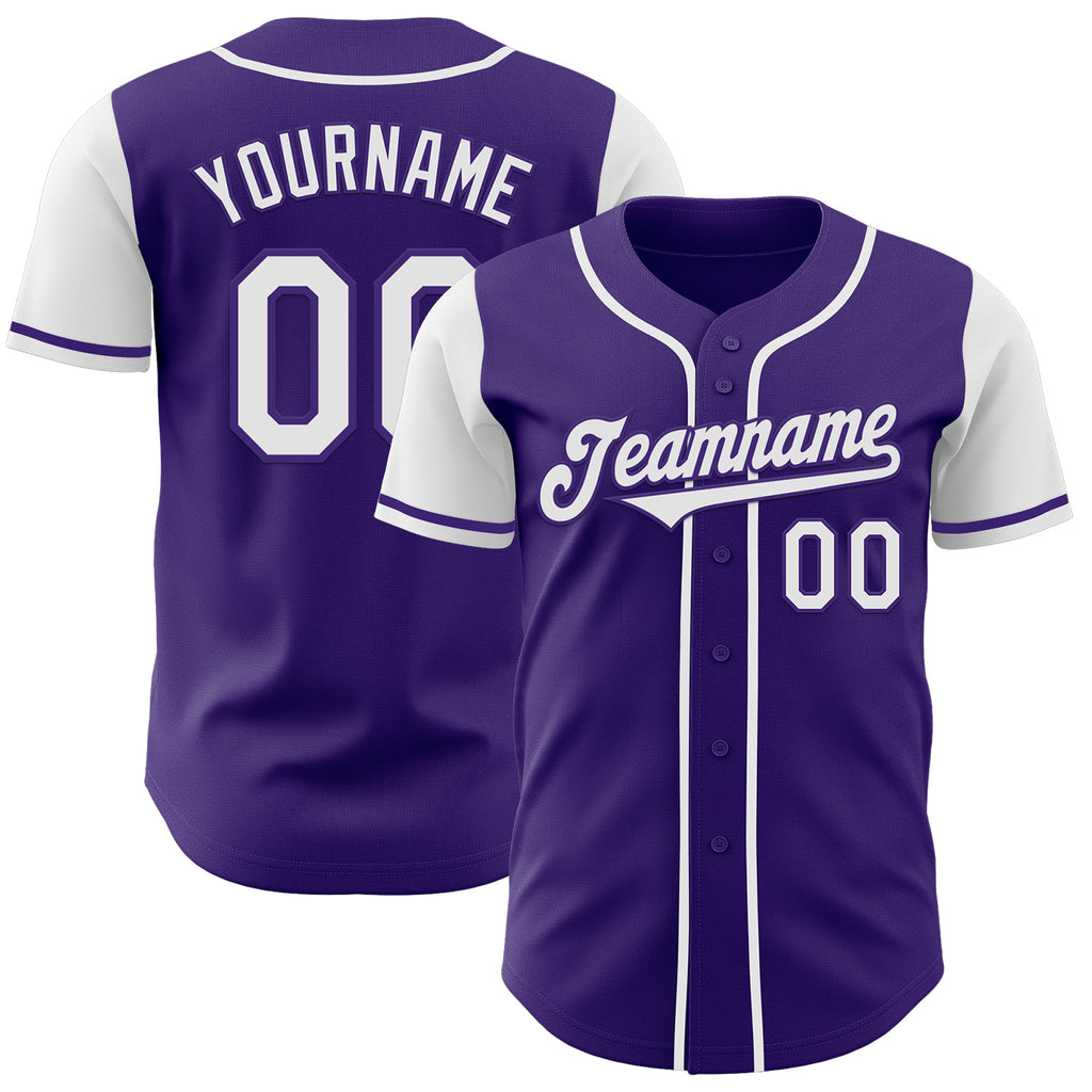 Custom Purple White Authentic Two Tone Baseball Jersey