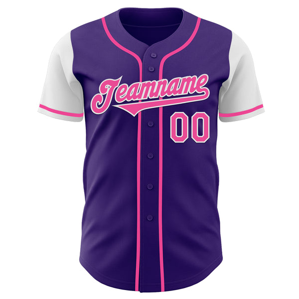 Custom Purple Pink-White Authentic Two Tone Baseball Jersey