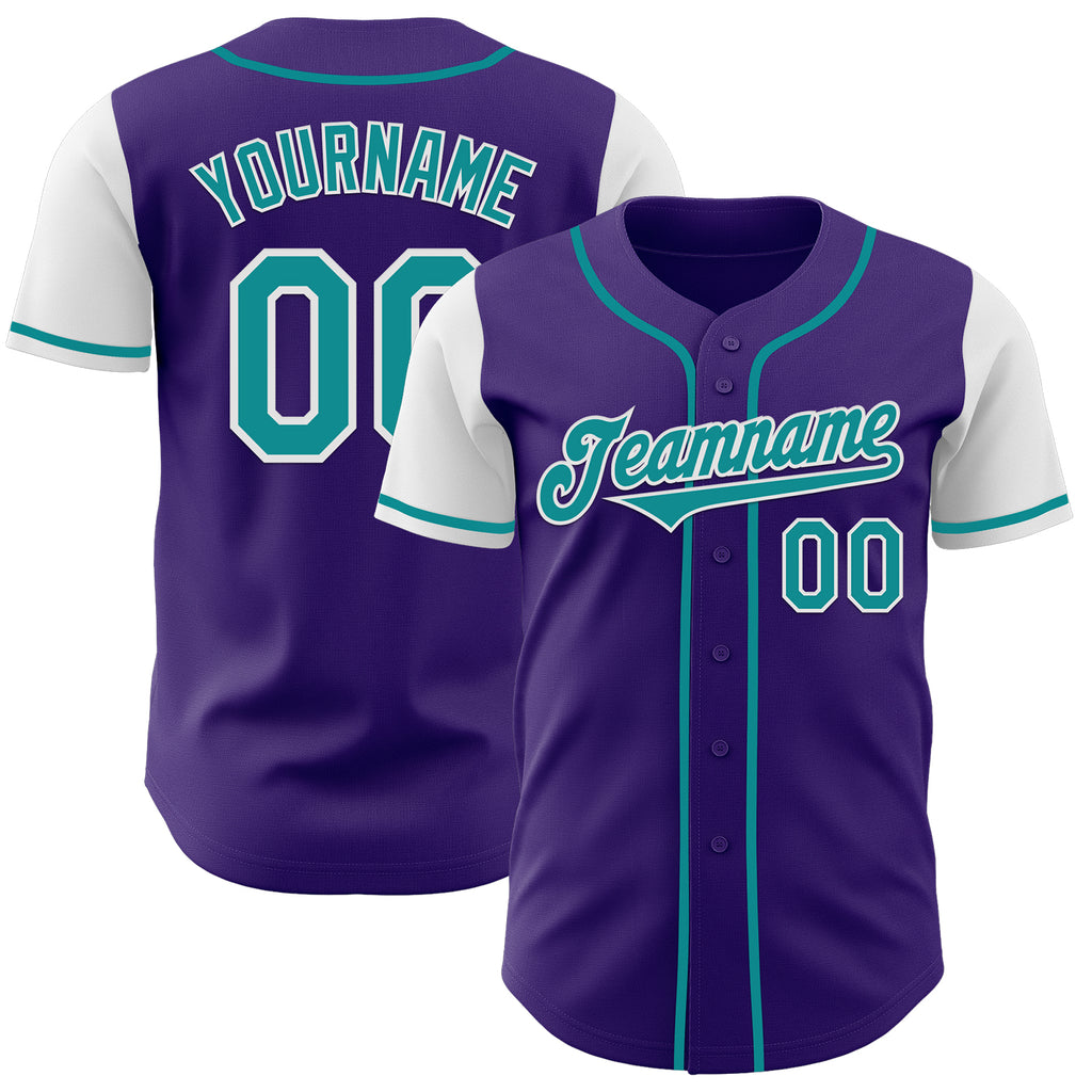 Custom Purple Teal-White Authentic Two Tone Baseball Jersey