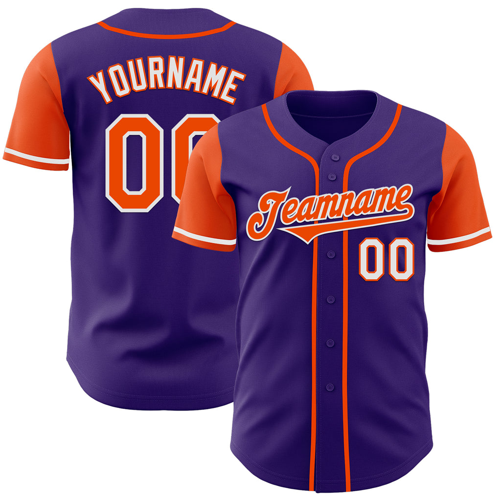 Custom Purple Orange-White Authentic Two Tone Baseball Jersey