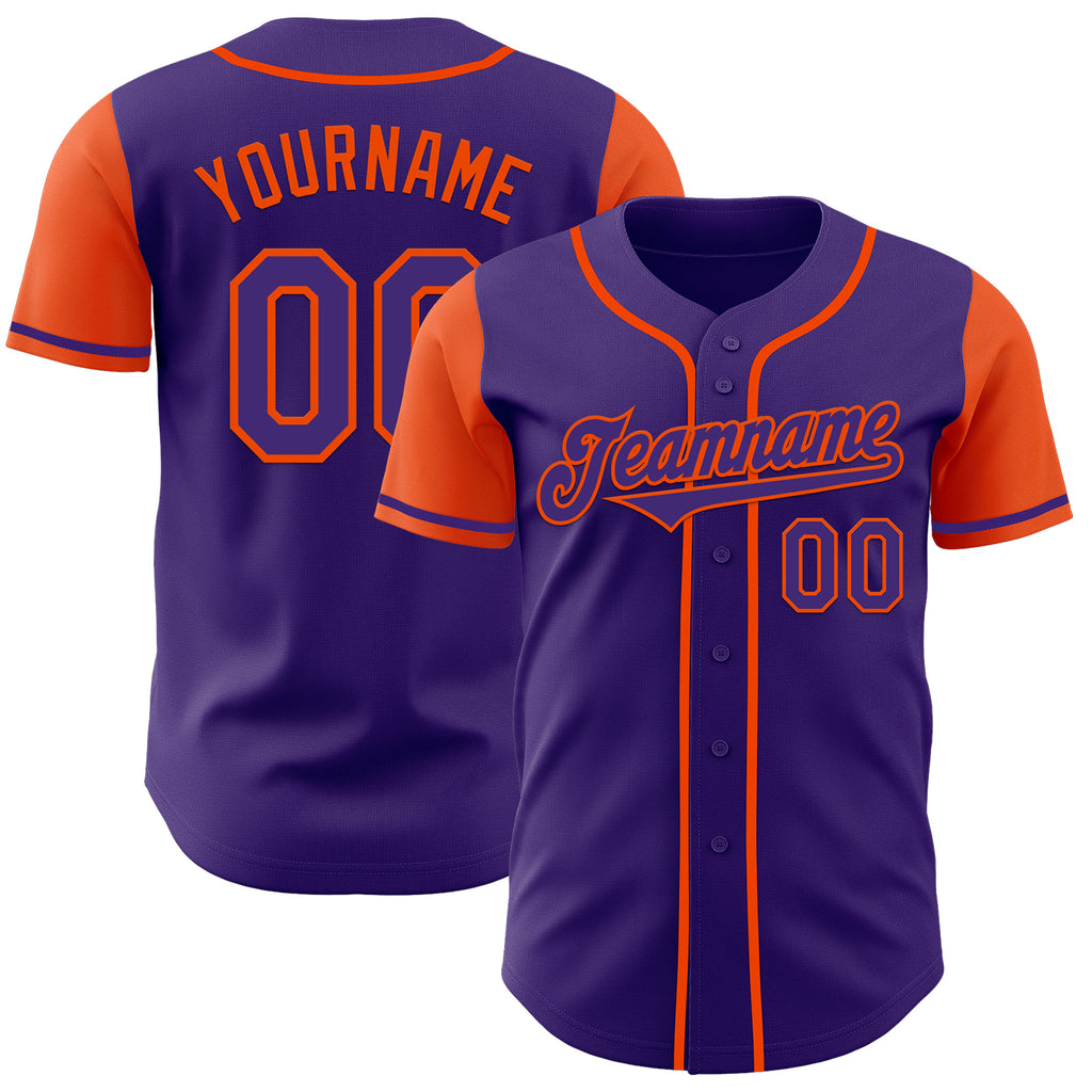 Custom Purple Orange Authentic Two Tone Baseball Jersey