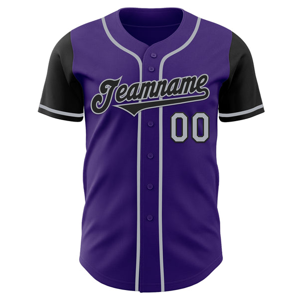 Custom Purple Black-Gray Authentic Two Tone Baseball Jersey