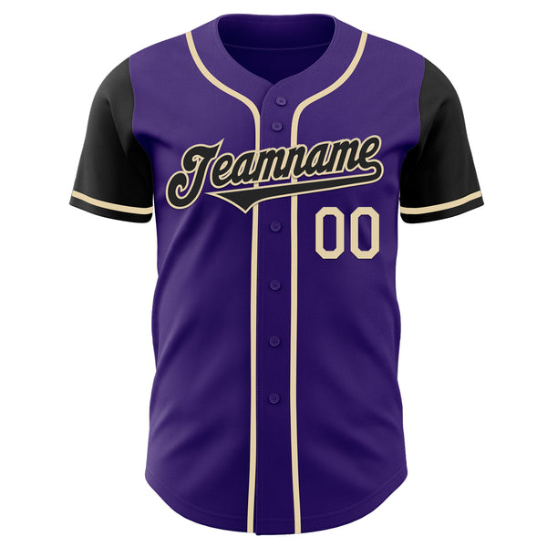 Custom Purple Black-Cream Authentic Two Tone Baseball Jersey