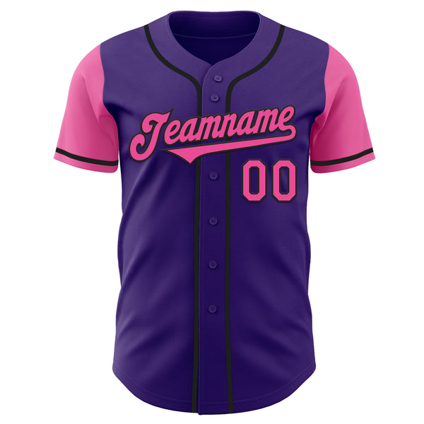 Custom Purple Pink-Black Authentic Two Tone Baseball Jersey