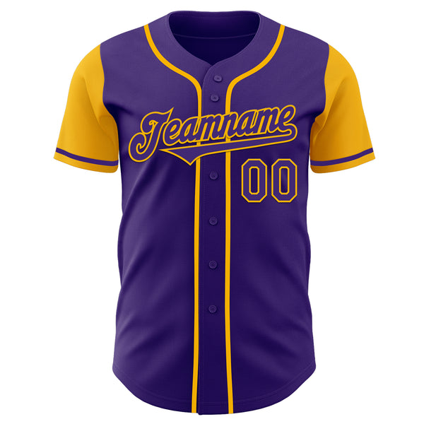 Custom Purple Gold Authentic Two Tone Baseball Jersey