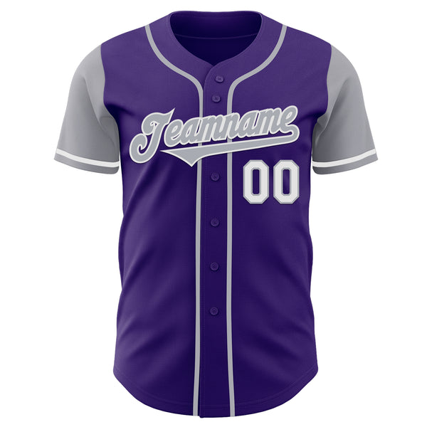 Custom Purple Gray-White Authentic Two Tone Baseball Jersey