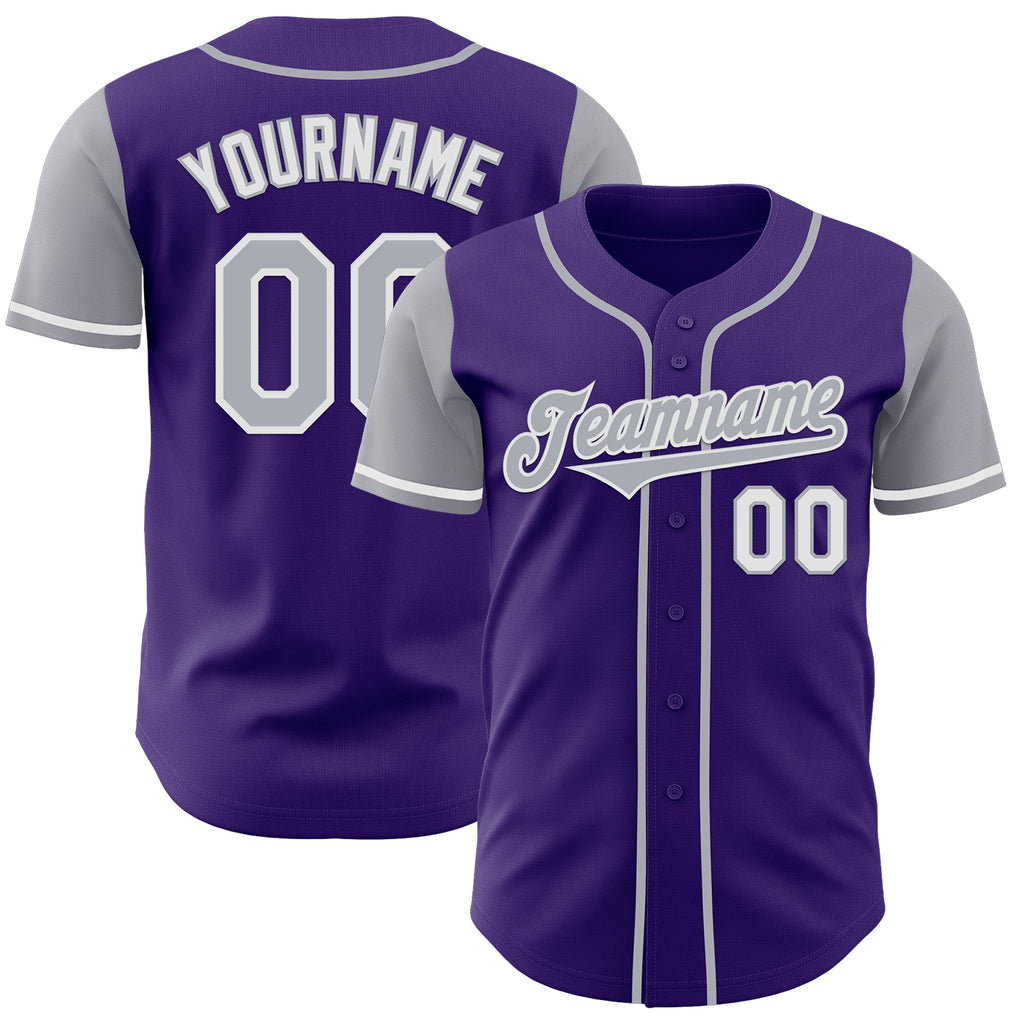 Custom Purple Gray-White Authentic Two Tone Baseball Jersey