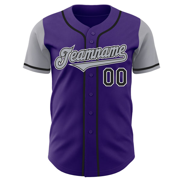 Custom Purple Gray-Black Authentic Two Tone Baseball Jersey