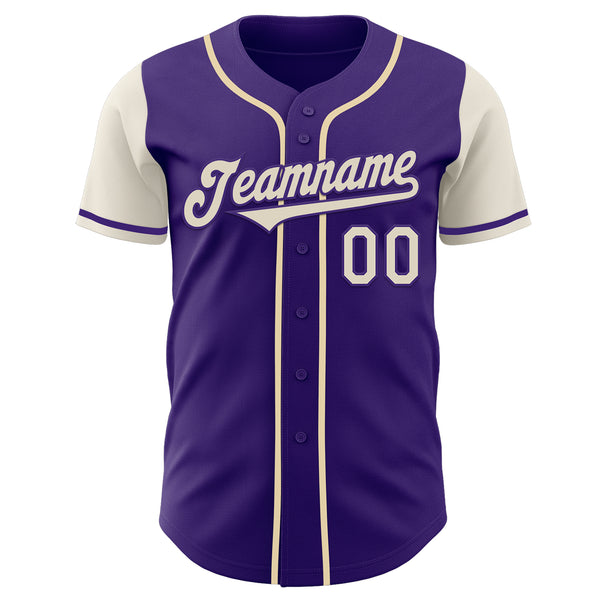 Custom Purple Cream Authentic Two Tone Baseball Jersey