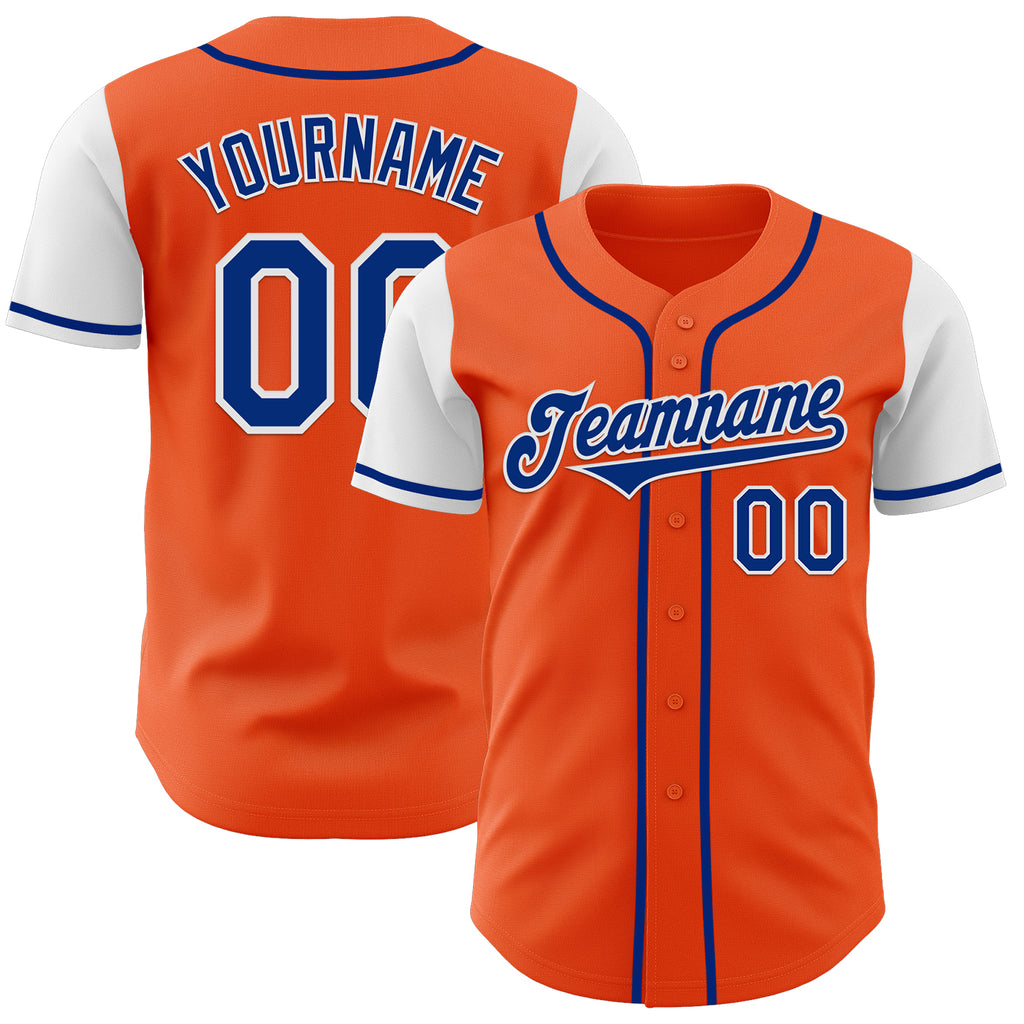 Custom Orange Royal-White Authentic Two Tone Baseball Jersey