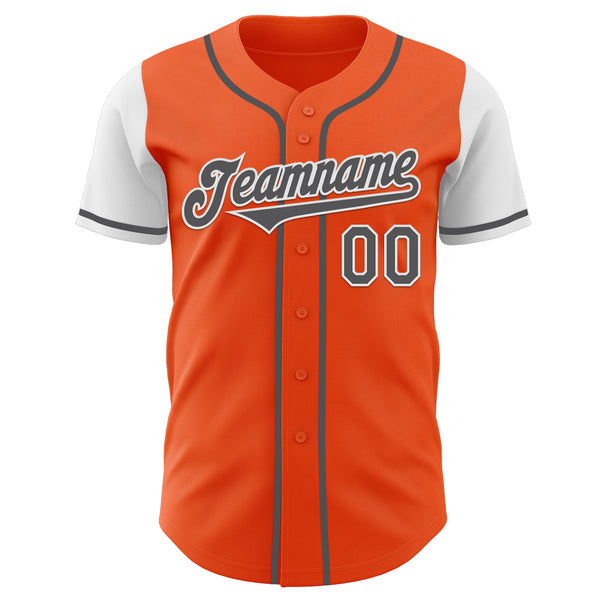 Custom Orange Steel Gray-White Authentic Two Tone Baseball Jersey