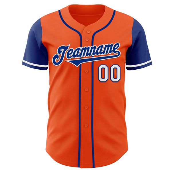 Custom Orange Royal-White Authentic Two Tone Baseball Jersey