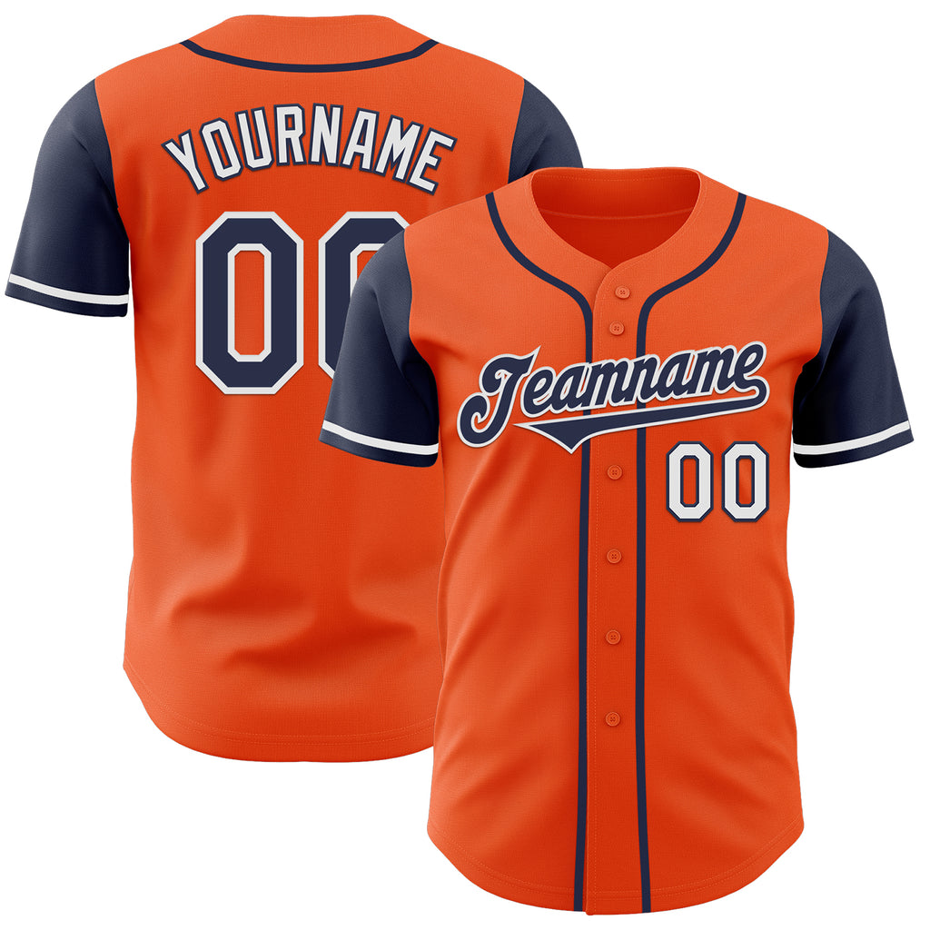 Custom Orange Navy-White Authentic Two Tone Baseball Jersey