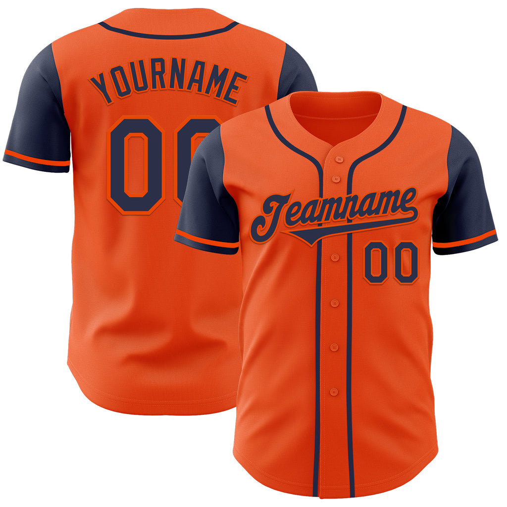 Custom Orange Navy Authentic Two Tone Baseball Jersey