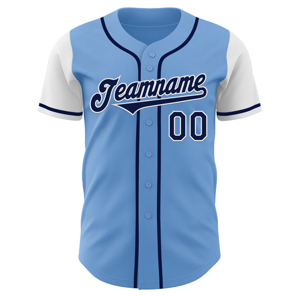 Custom Light Blue Navy-White Authentic Two Tone Baseball Jersey