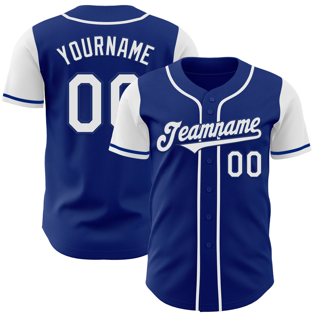 Custom Royal White Authentic Two Tone Baseball Jersey