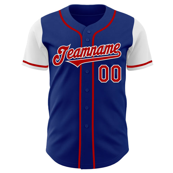 Custom Royal Red-White Authentic Two Tone Baseball Jersey