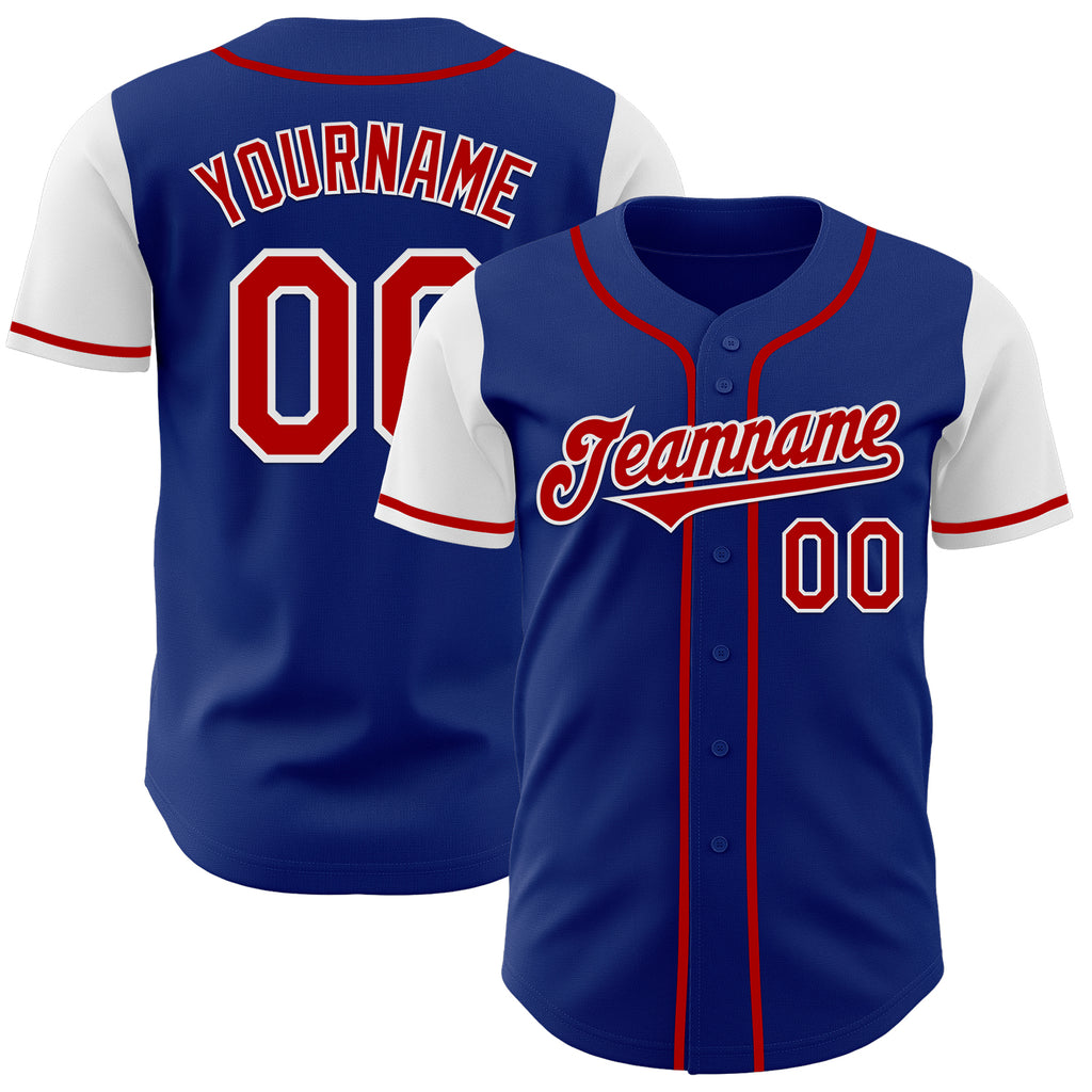 Custom Royal Red-White Authentic Two Tone Baseball Jersey