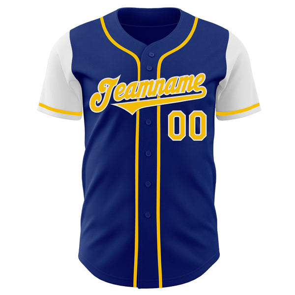 Custom Royal Yellow-White Authentic Two Tone Baseball Jersey