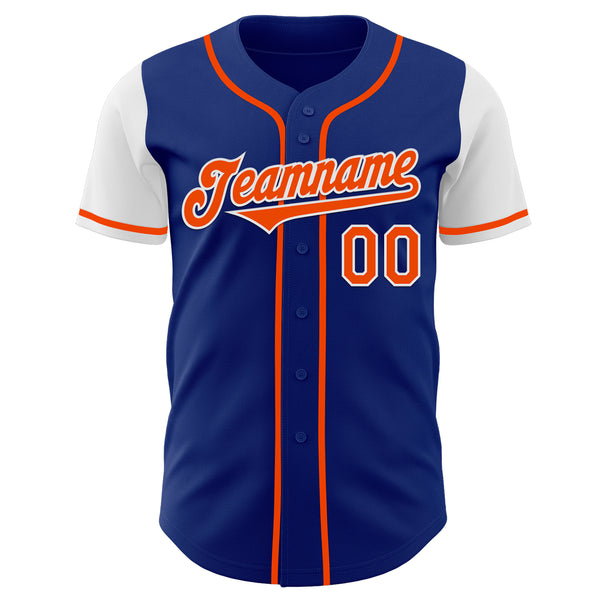 Custom Royal Orange-White Authentic Two Tone Baseball Jersey