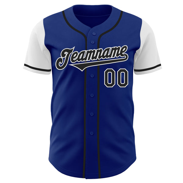 Custom Royal Black-White Authentic Two Tone Baseball Jersey