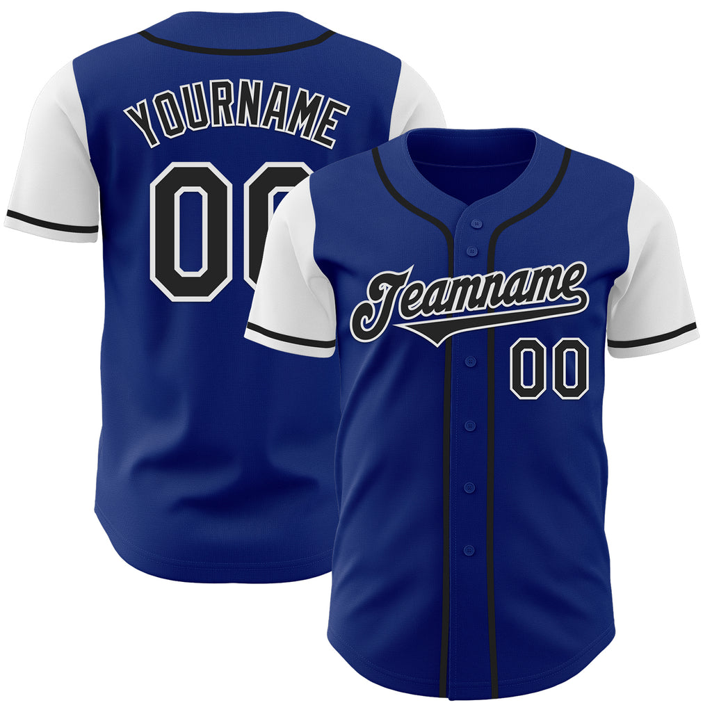 Custom Royal Black-White Authentic Two Tone Baseball Jersey