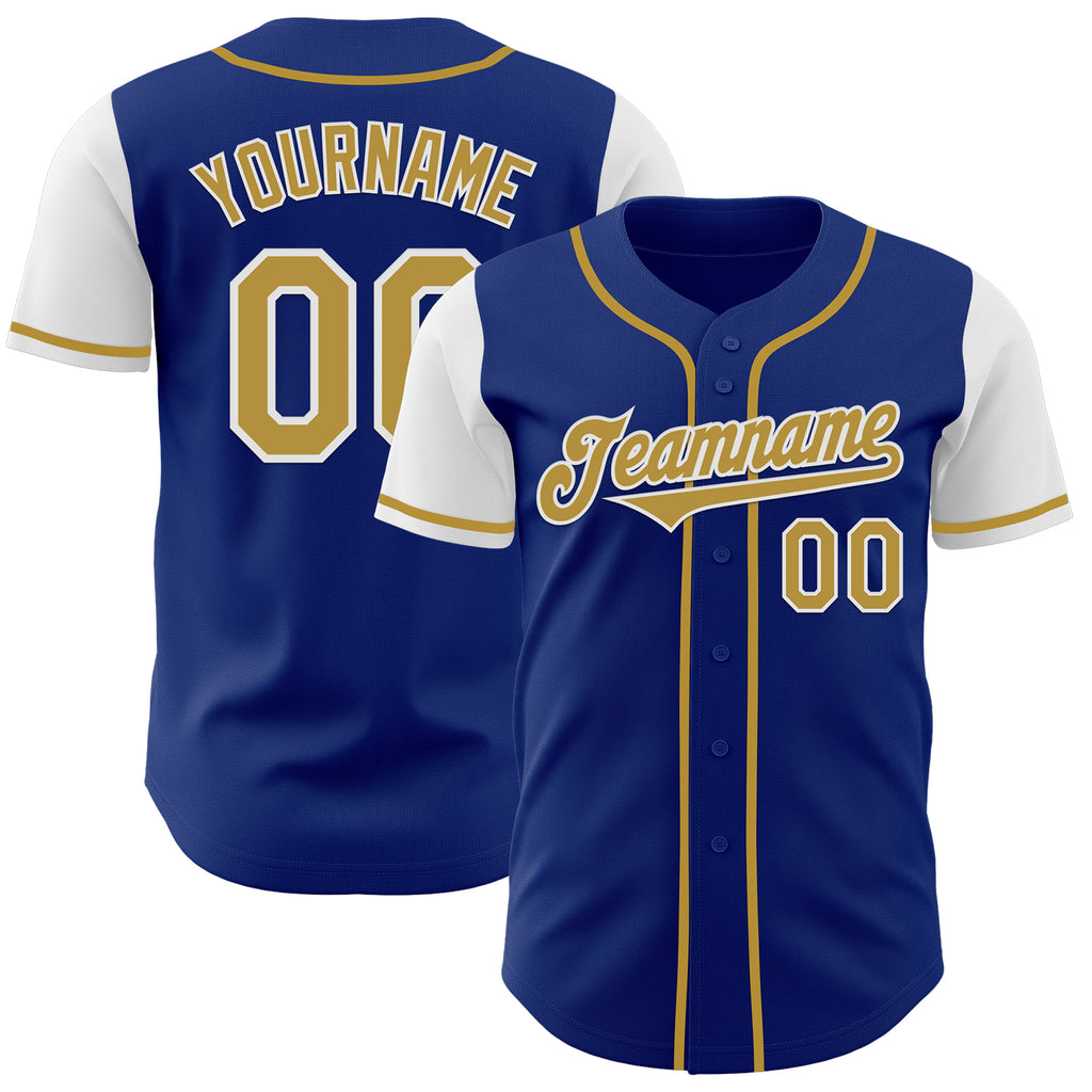 Custom Royal Old Gold-White Authentic Two Tone Baseball Jersey