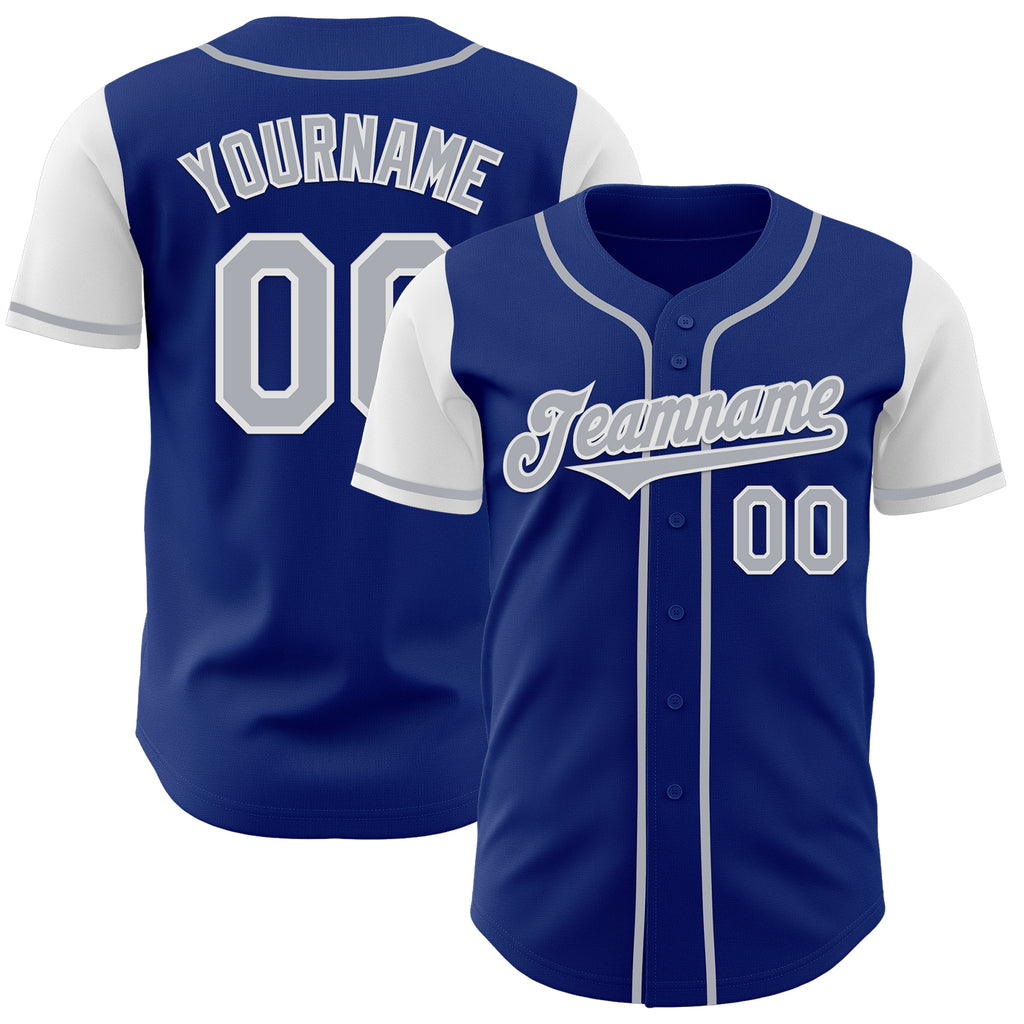 Custom Royal Gray-White Authentic Two Tone Baseball Jersey