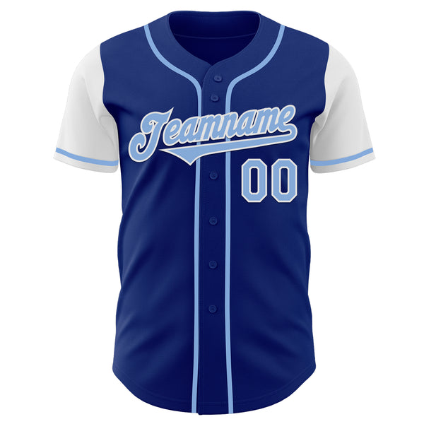 Custom Royal Light Blue-White Authentic Two Tone Baseball Jersey