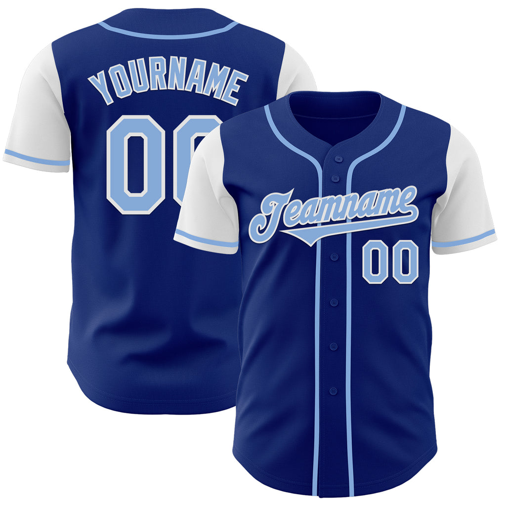 Custom Royal Light Blue-White Authentic Two Tone Baseball Jersey