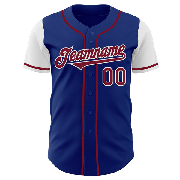 Custom Royal Crimson-White Authentic Two Tone Baseball Jersey