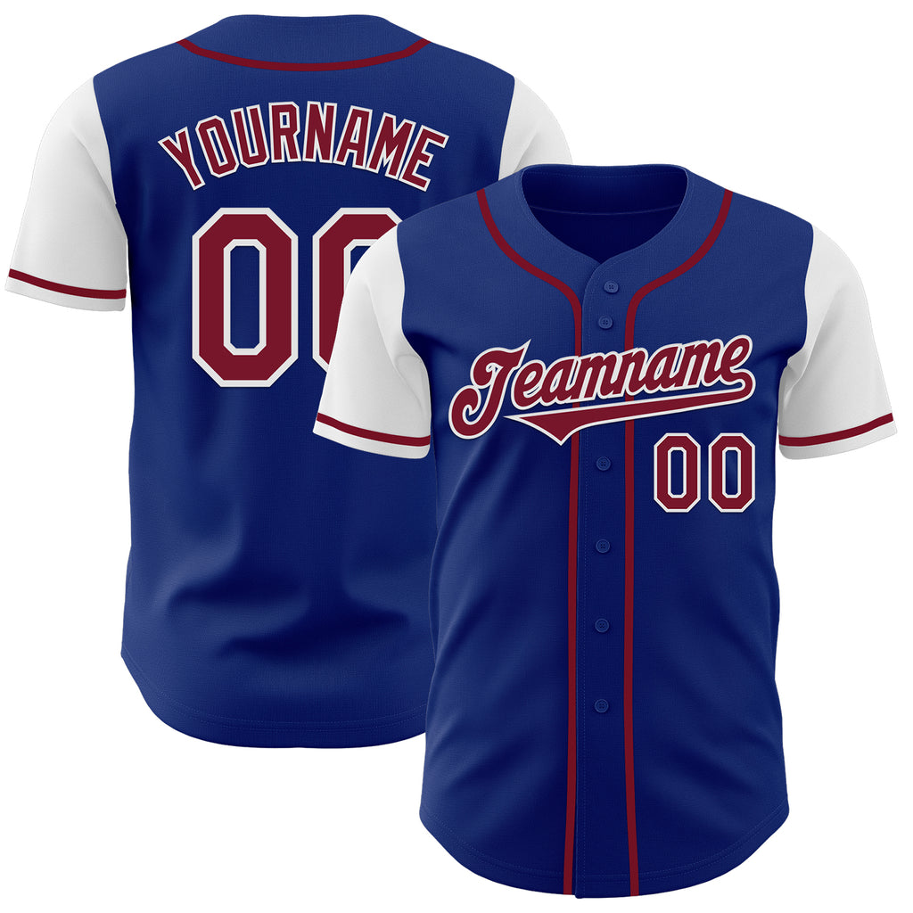 Custom Royal Crimson-White Authentic Two Tone Baseball Jersey