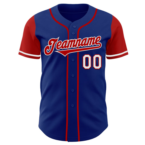 Custom Royal Red-White Authentic Two Tone Baseball Jersey