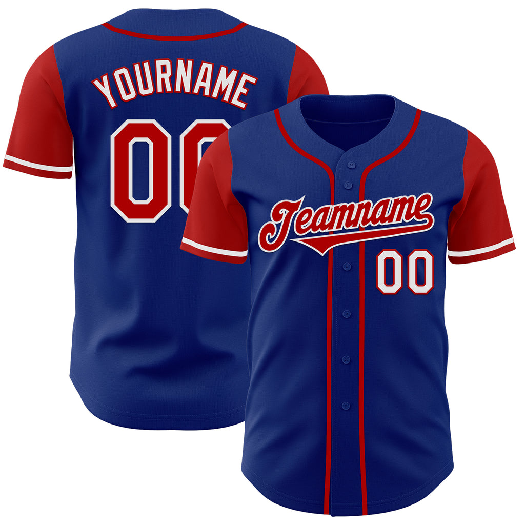 Custom Royal Red-White Authentic Two Tone Baseball Jersey