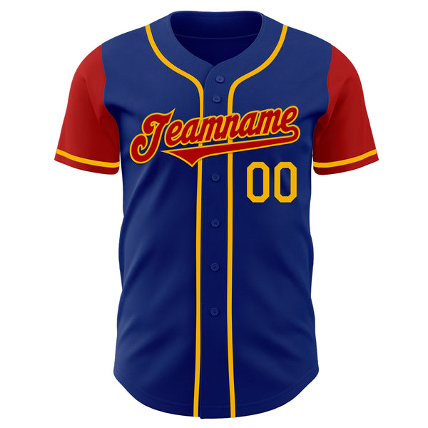 Custom Royal Red-Gold Authentic Two Tone Baseball Jersey