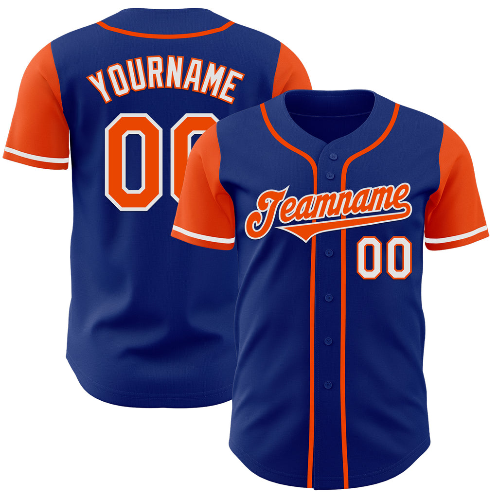 Custom Royal Orange-White Authentic Two Tone Baseball Jersey