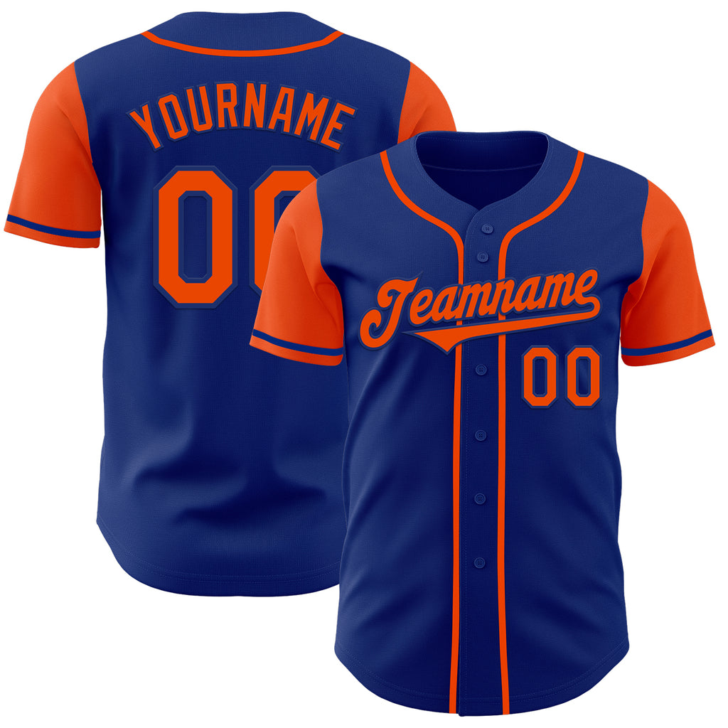 Custom Royal Orange Authentic Two Tone Baseball Jersey