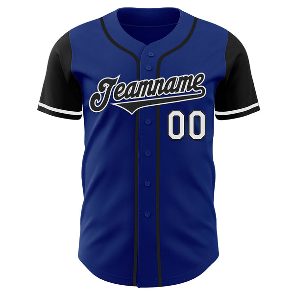 Custom Royal Black-White Authentic Two Tone Baseball Jersey