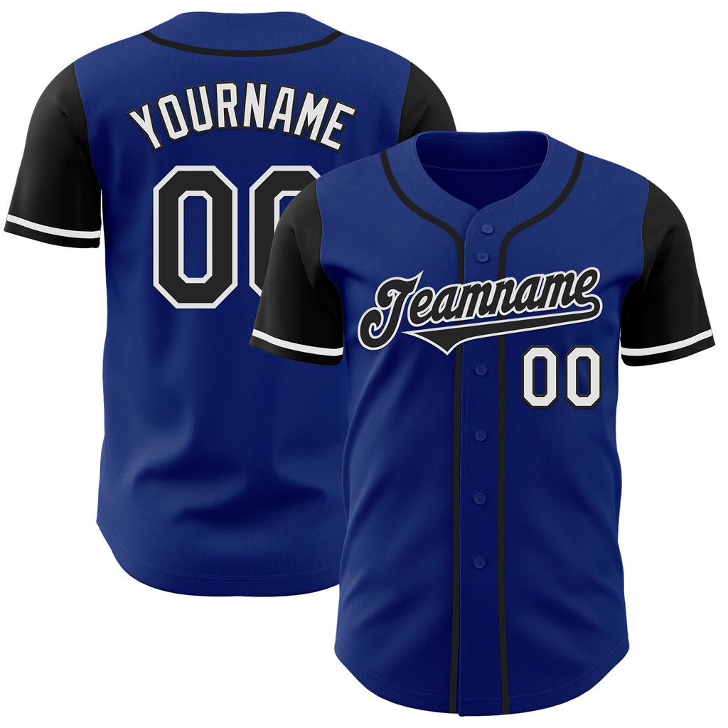 Custom Royal Black-White Authentic Two Tone Baseball Jersey