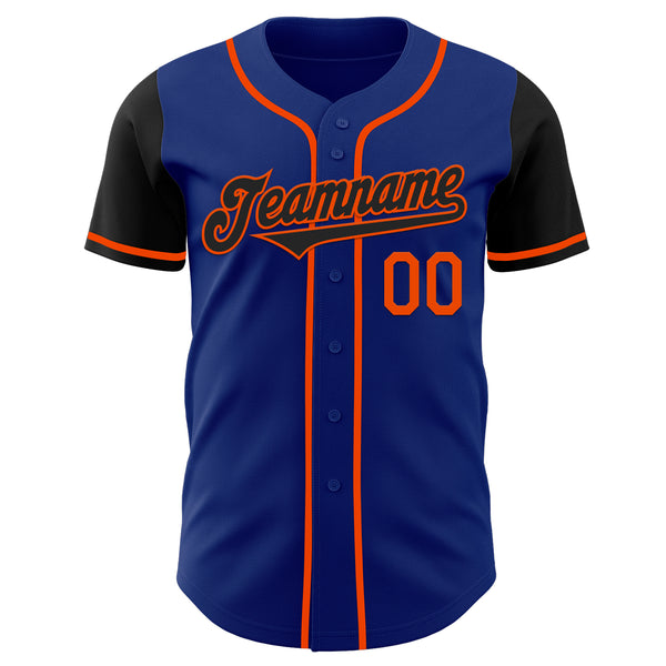 Custom Royal Black-Orange Authentic Two Tone Baseball Jersey